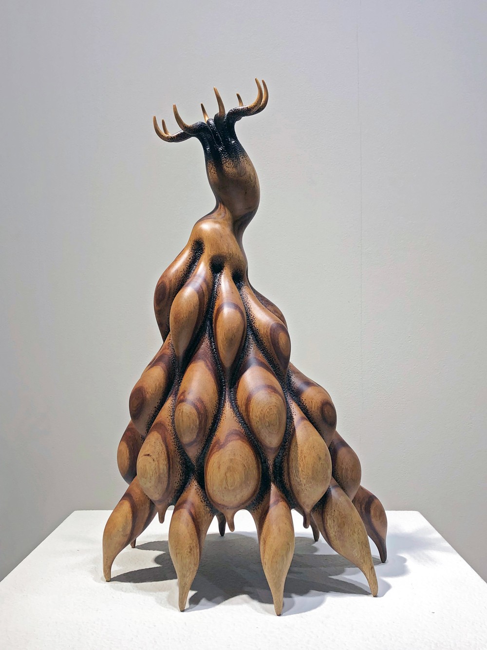 Eiichi Tsujino, Octabinas, 2024, camphor tree, beech tree, 11 x 9.5 x 18.5 inches