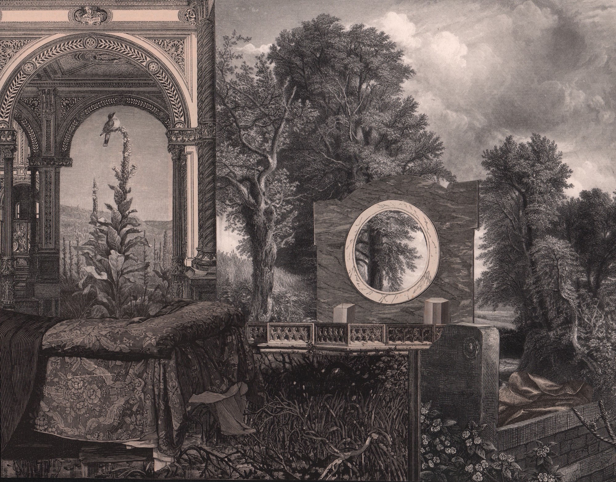  Catie O'Leary, Visual Stories - Bed, 2018, Collage, 12 x 9 1/2