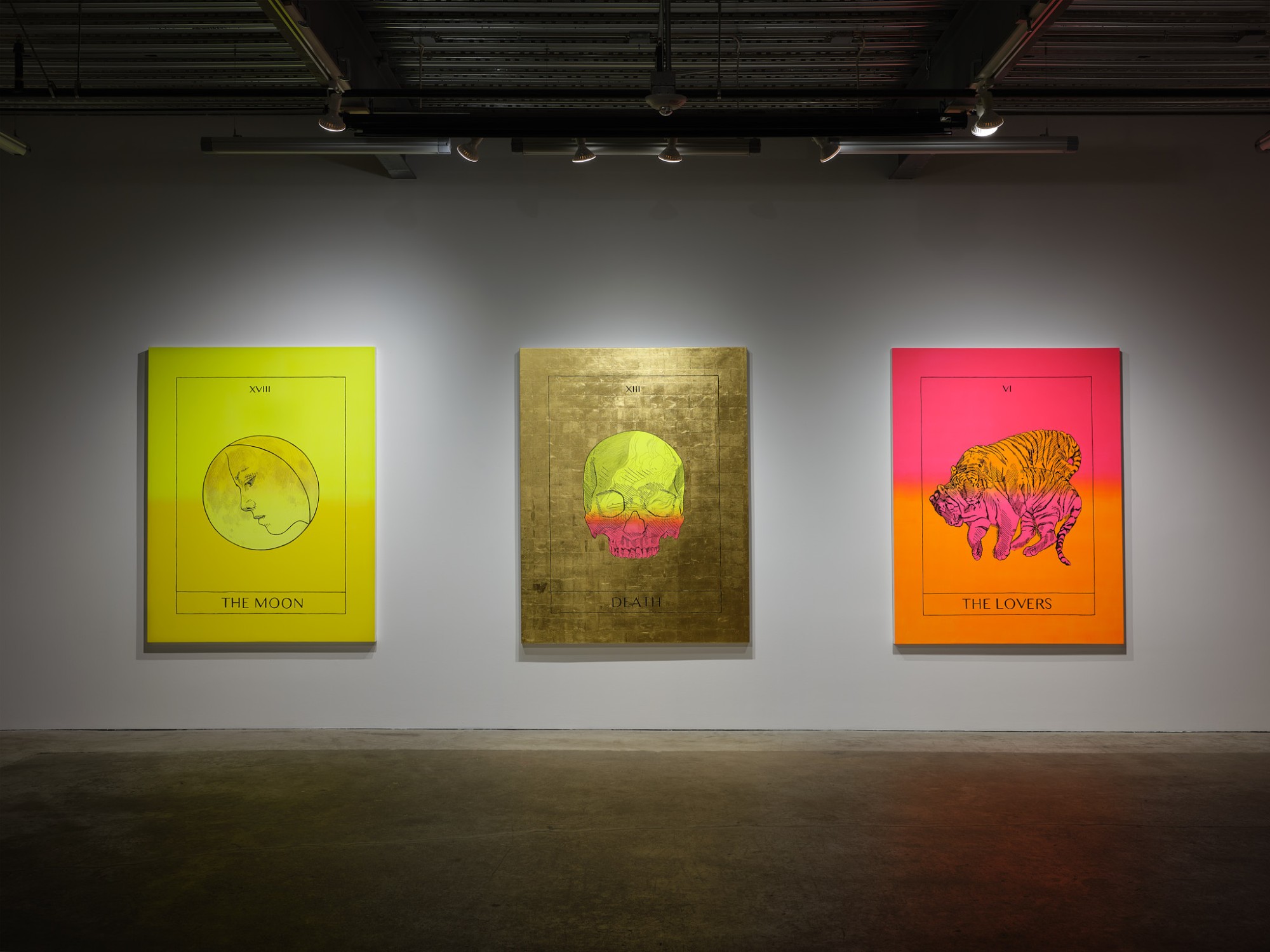 Mieke Marple. <em>The Lovers (Sumatran Tigers)</em>, 2020. Acrylic on canvas. 70 x 54 in.