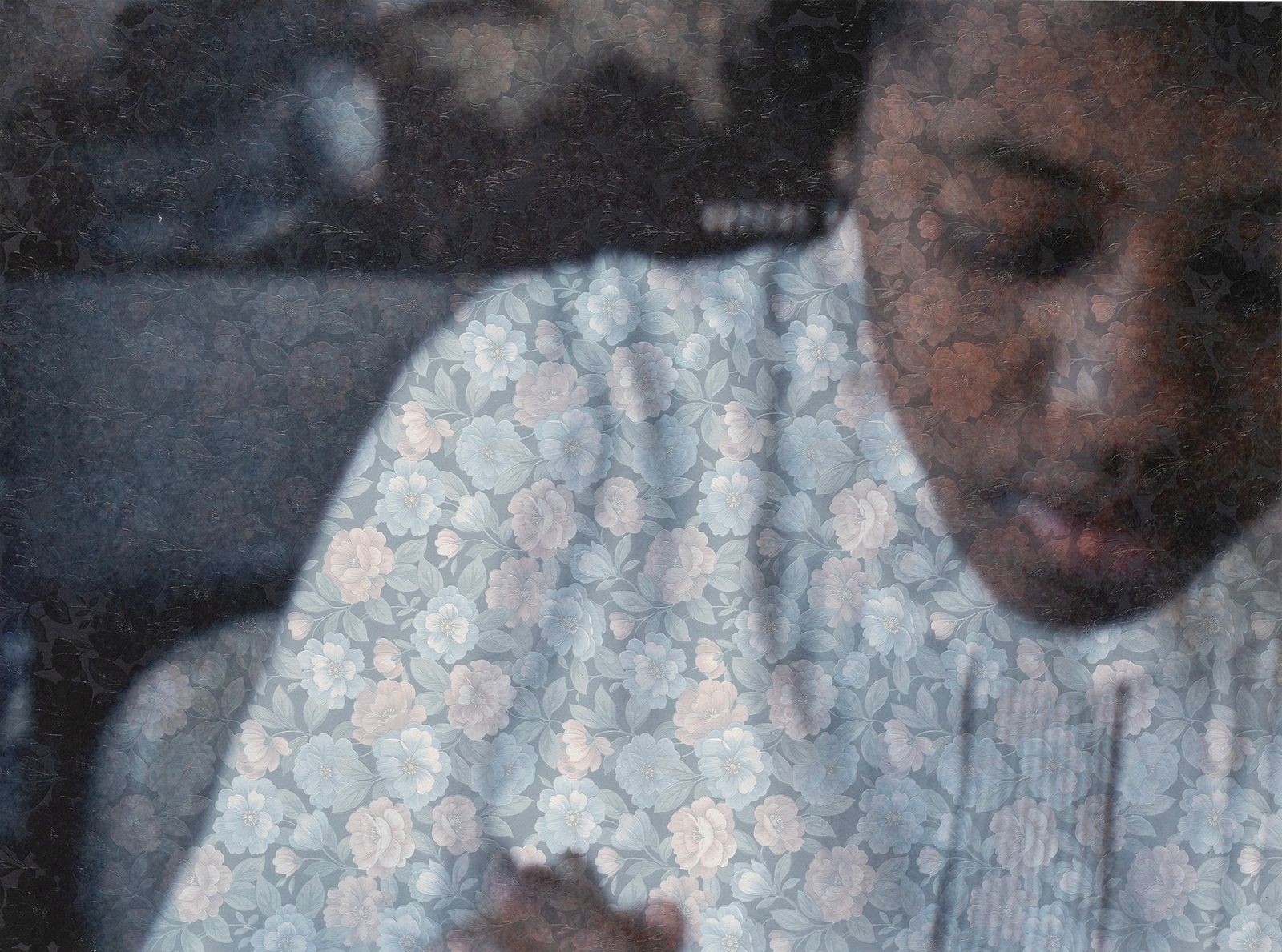  Mildred Howard, The Time & Space of Now, Moving Stills 15, 2024, Acrylic ink on wallpaper 25h x 32 1/5w in