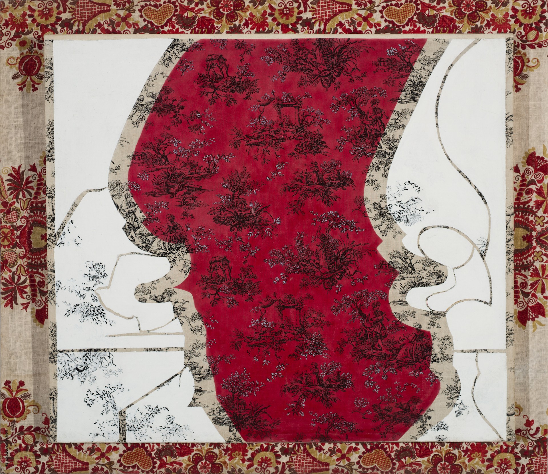 Sonya Rapoport, <em>Red Graze</em>, 1966. Acrylic on found fabric. 57x49.5 in.