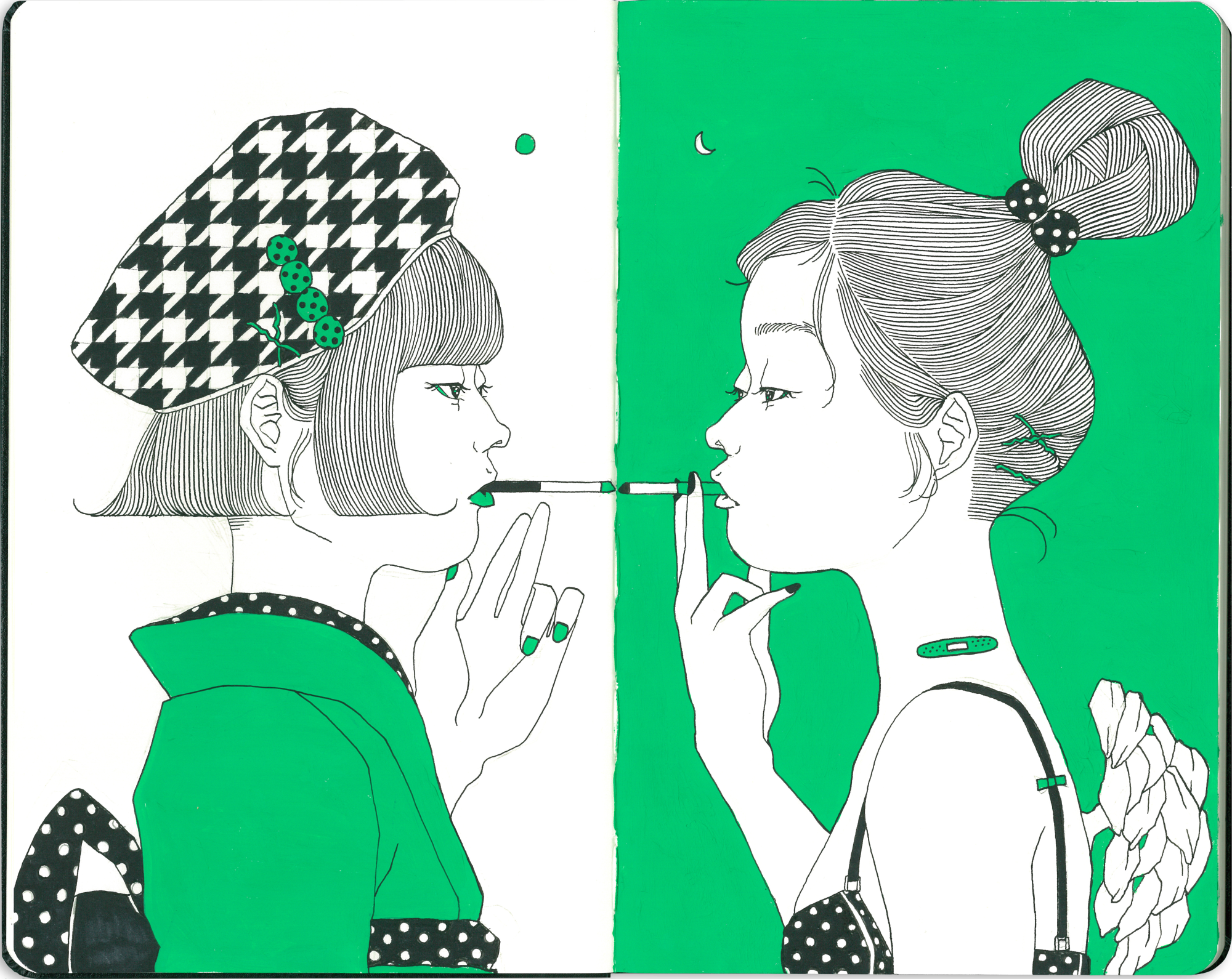 Chiaki Ishimatsu, My Angel, 2026, pen and acrylic paint on moleskin, 5 x 8.25 in,)  Image courtesy of Harman Projects