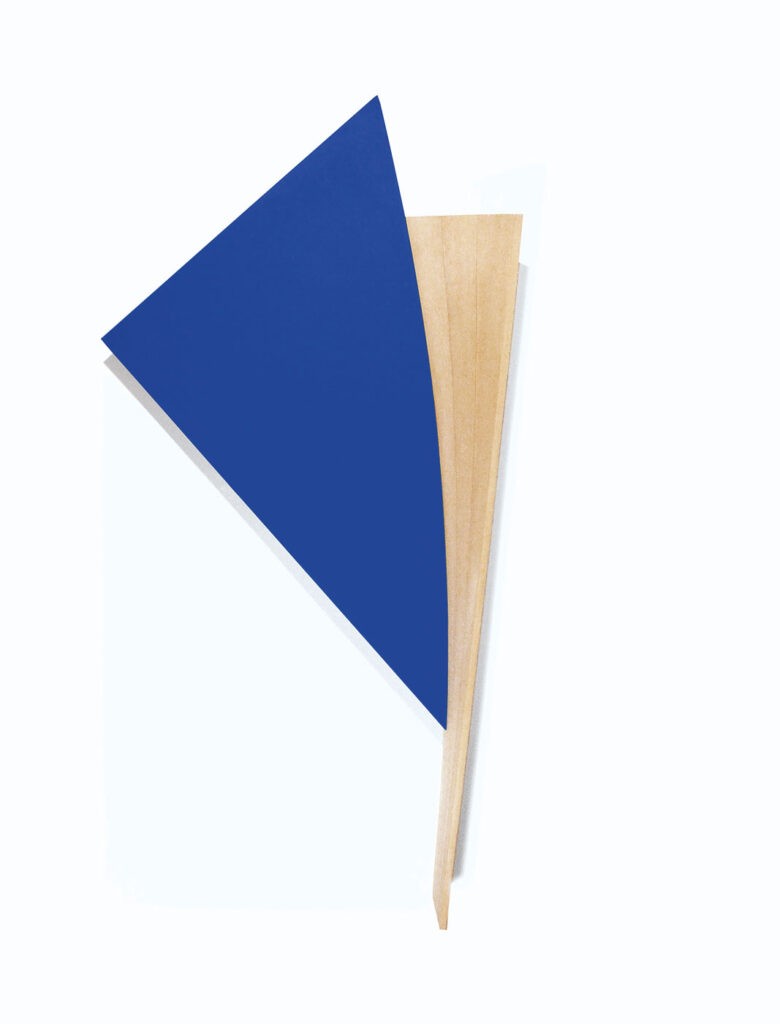Tony DeLap, Bluey-bluey (1992), wood and acrylic on canvas