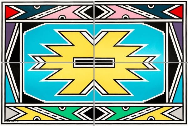 Dr. Esther Mahlangu, Ndebele Abstract, 2021, Acrylic on canvas, 94.5 x 141.75 inches (240 x 360 cm).