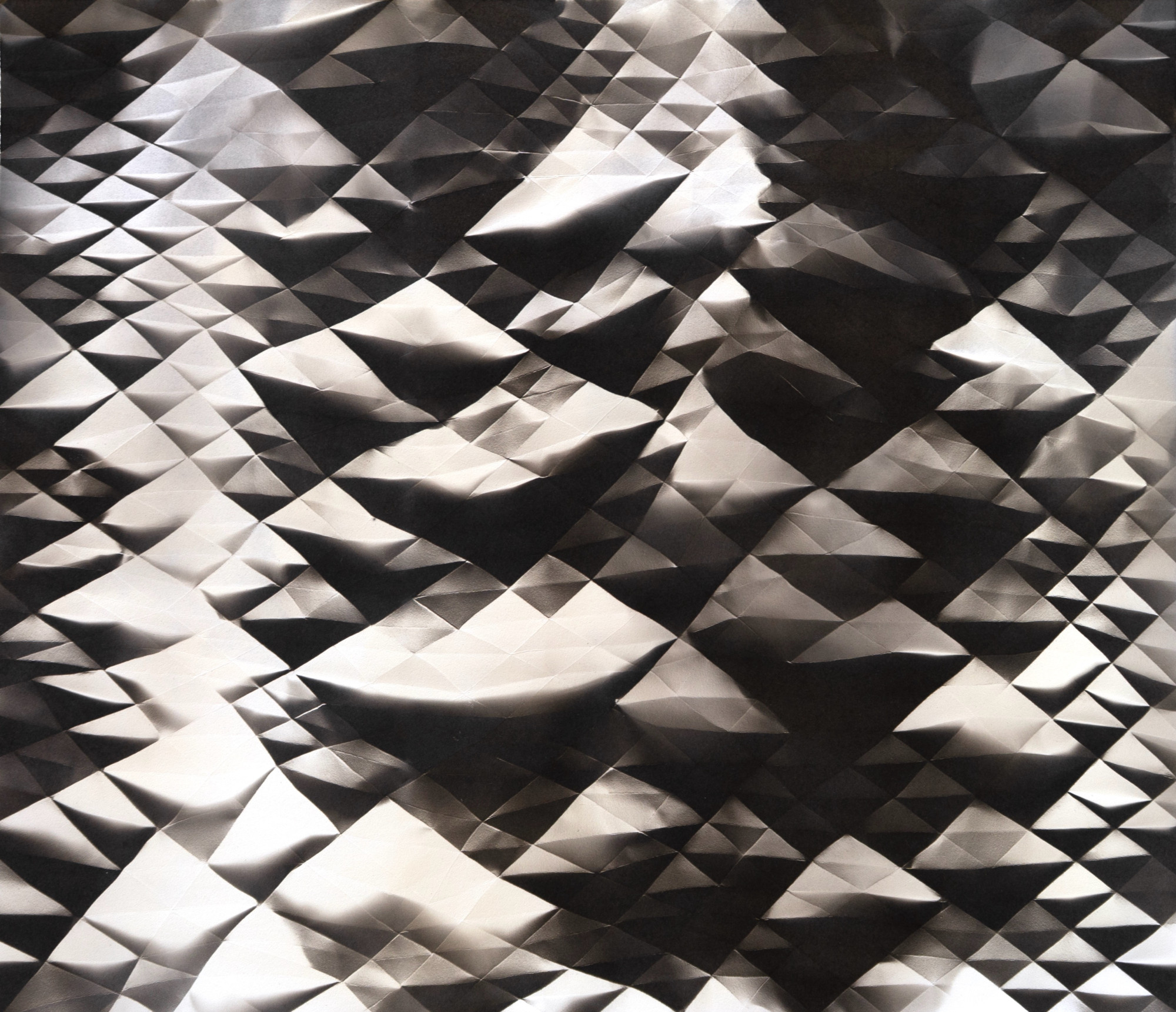 Fritz Horstman, Folded Palladium 1, 2025, Platinum-palladium fluid on paper, 18 x 21 inches