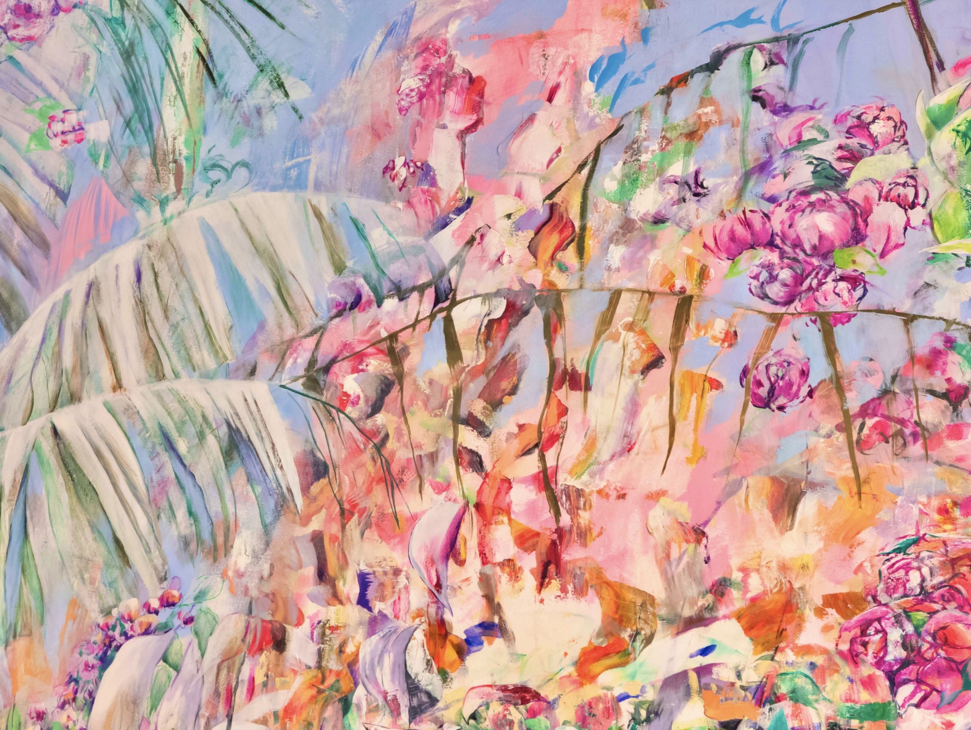 Onomea II, Detail, Oil on birch panel, 48 x 60 in., 2023