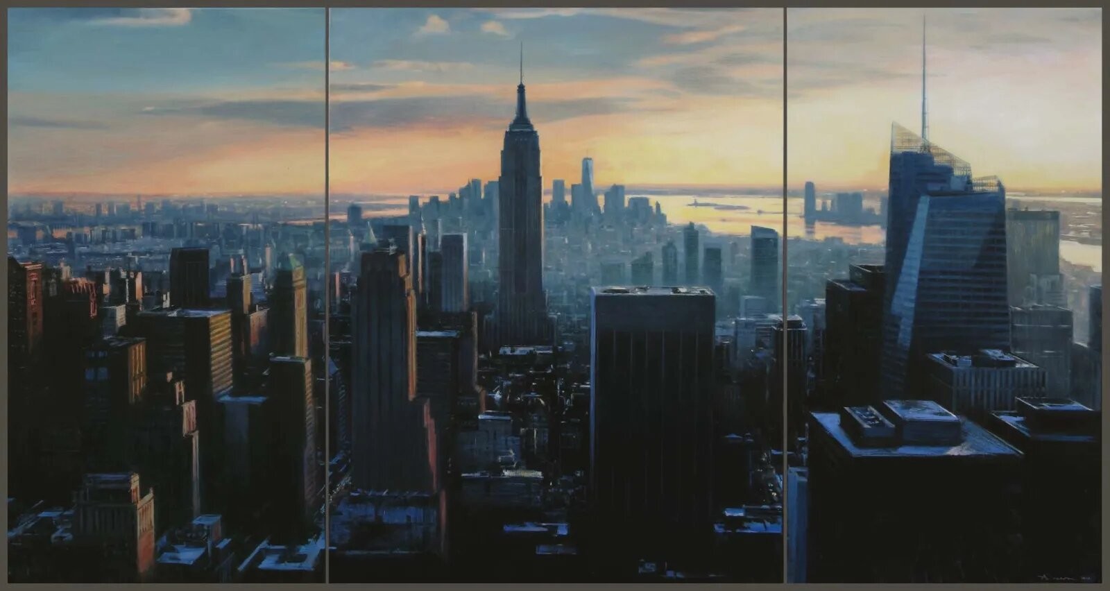 Ben Aronson, <em>Manhattan</em>, 2014-2018. Oil on panel. 54 x 96 in. 