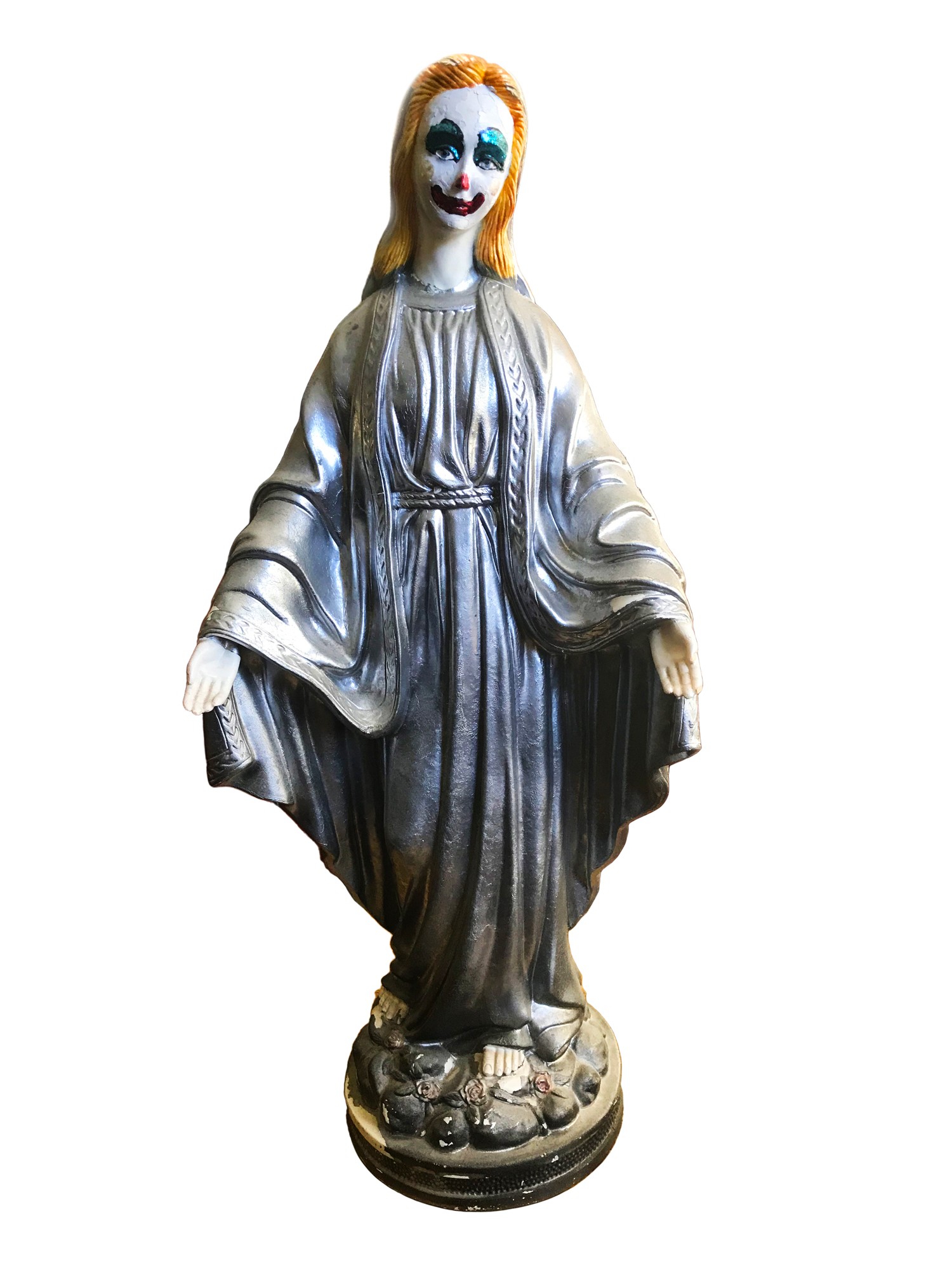 Jerome Caja, <em>Virgin Bozo</em>, c. 1985–1995. Nail polish on plastic statue. 23×10×7 in.