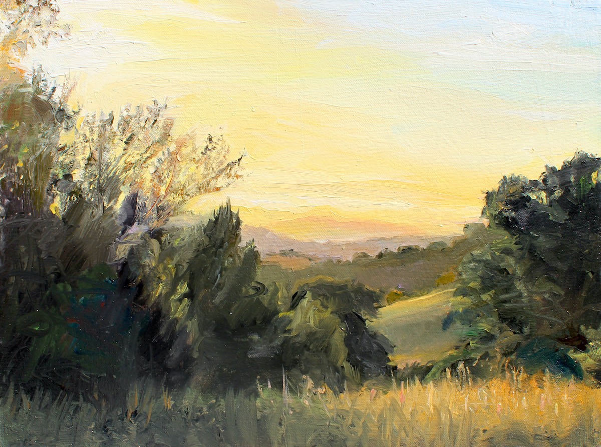 John Bucklin, <em>Looking West</em>, 2019. Oil on canvas. 12x16 in.