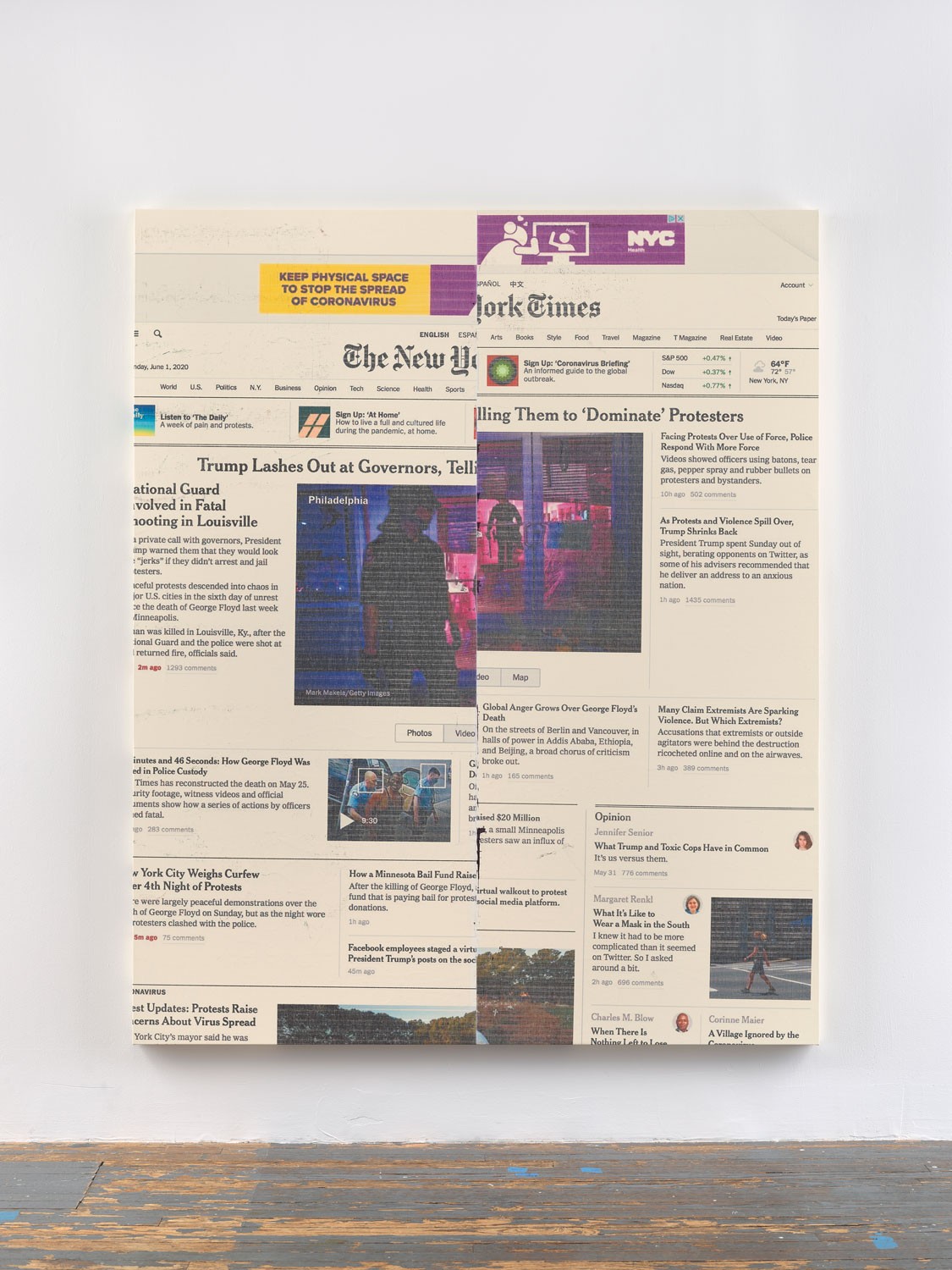 Wade Guyton, <em>Untitled</em>, 2020. Epson UltraChrome HDX inkjet on linen. 84 x 69 in. Photo: Ron Amstutz.