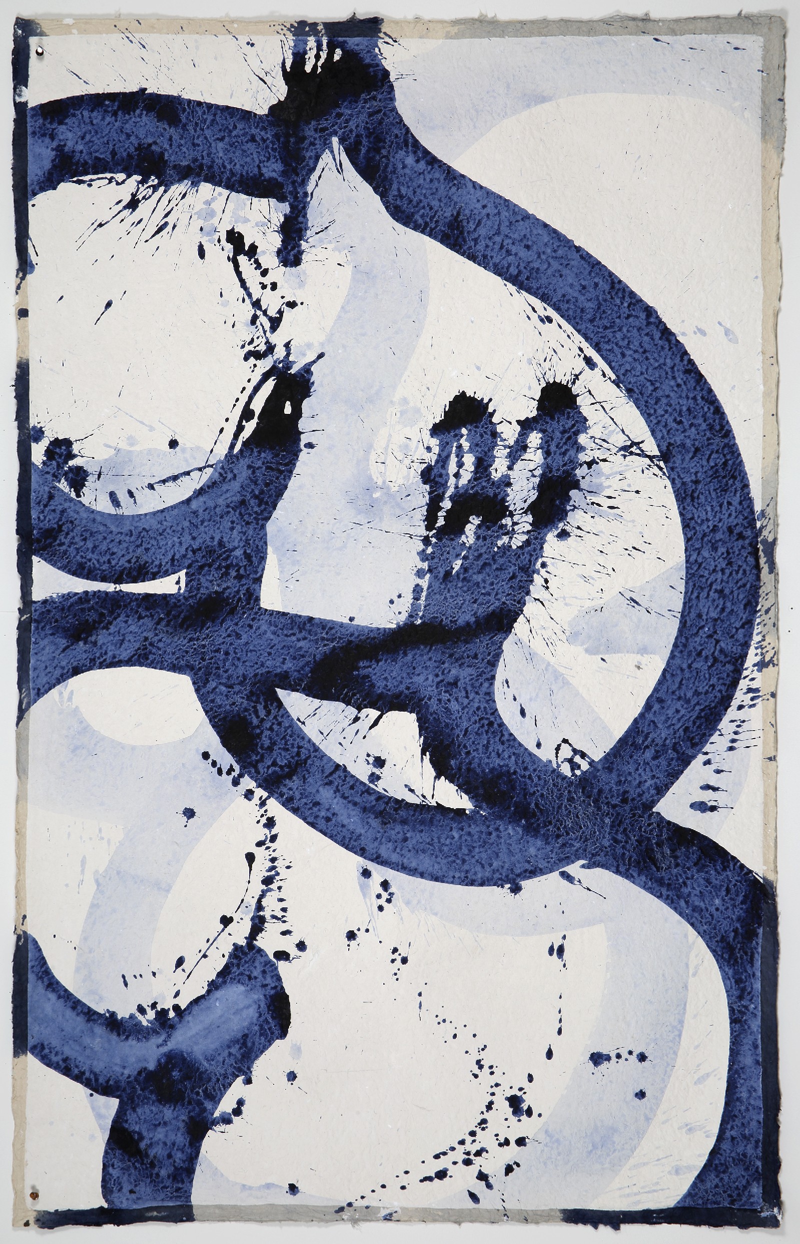 Marc Katano, <em>Bookmatch</em>, 2017, acrylic on Nepalese paper, 59 x 38 in.