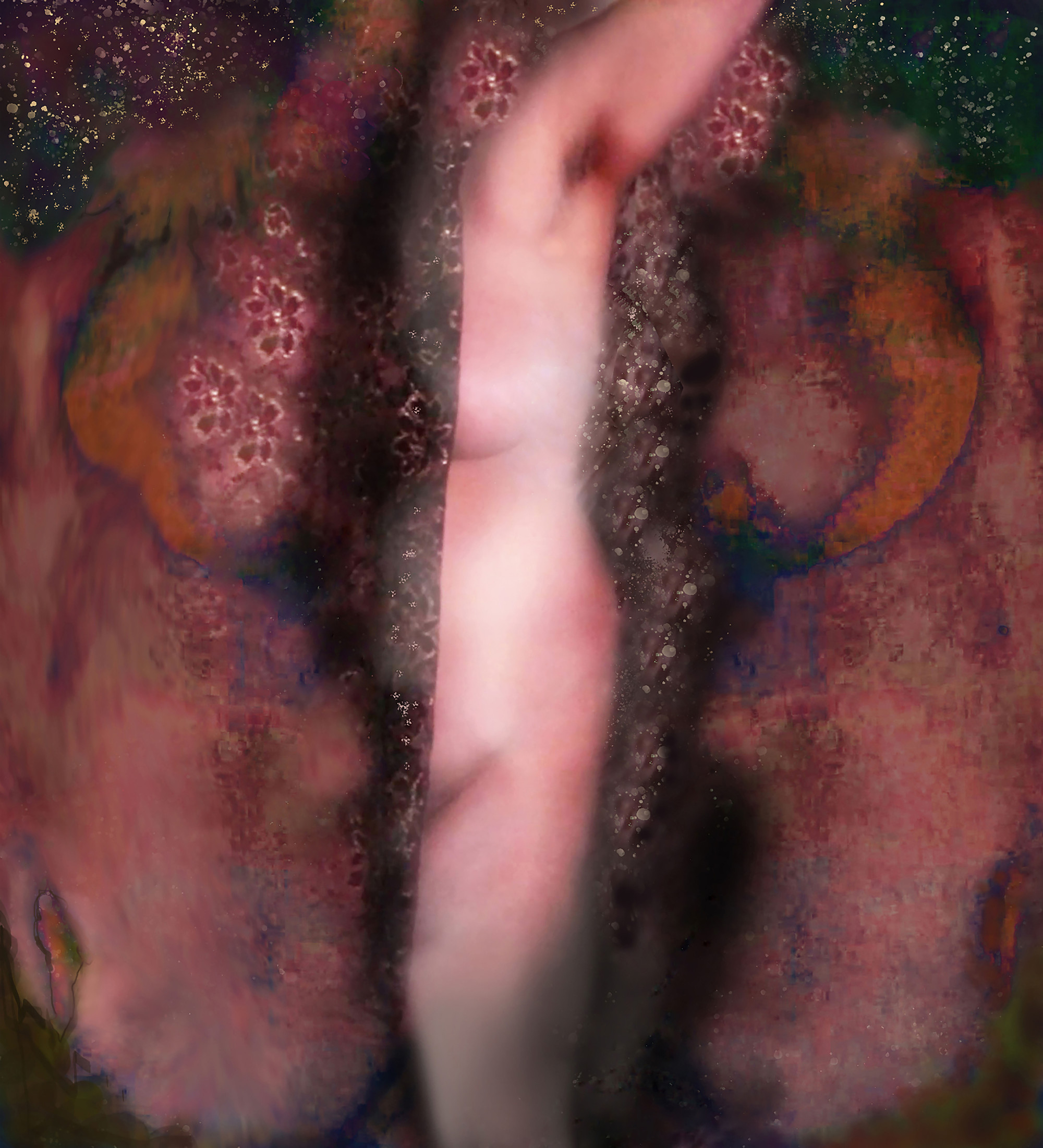 Colette Standish, Reveal, Superimposed photo print on textured archival watercolor paper, 22 x 30 in., 2025