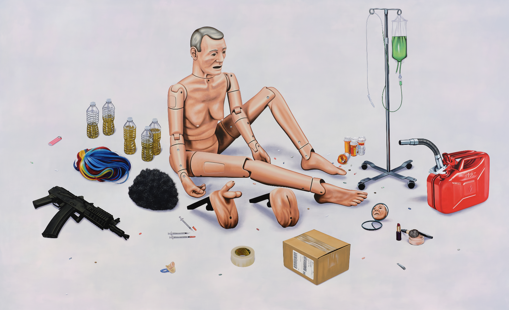 Henry Gunderson, <em>Material Dilemma</em>, 2021. Acrylic on canvas. 66 x 108 in.