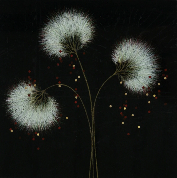 Seiko Tachibana, Echo-24, 2025, 12 x 12 inches, acrylic on paper on wood panel.