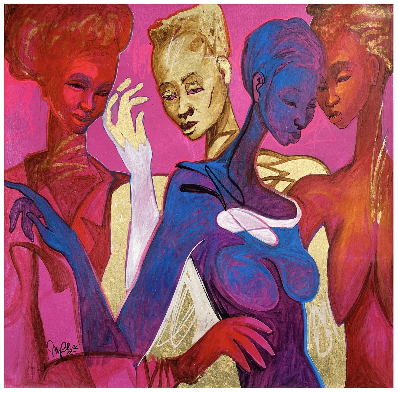  Papytsho Mafolo, La Rose II, 2026, Mixed Media, 39.37 x 39.37 Inch