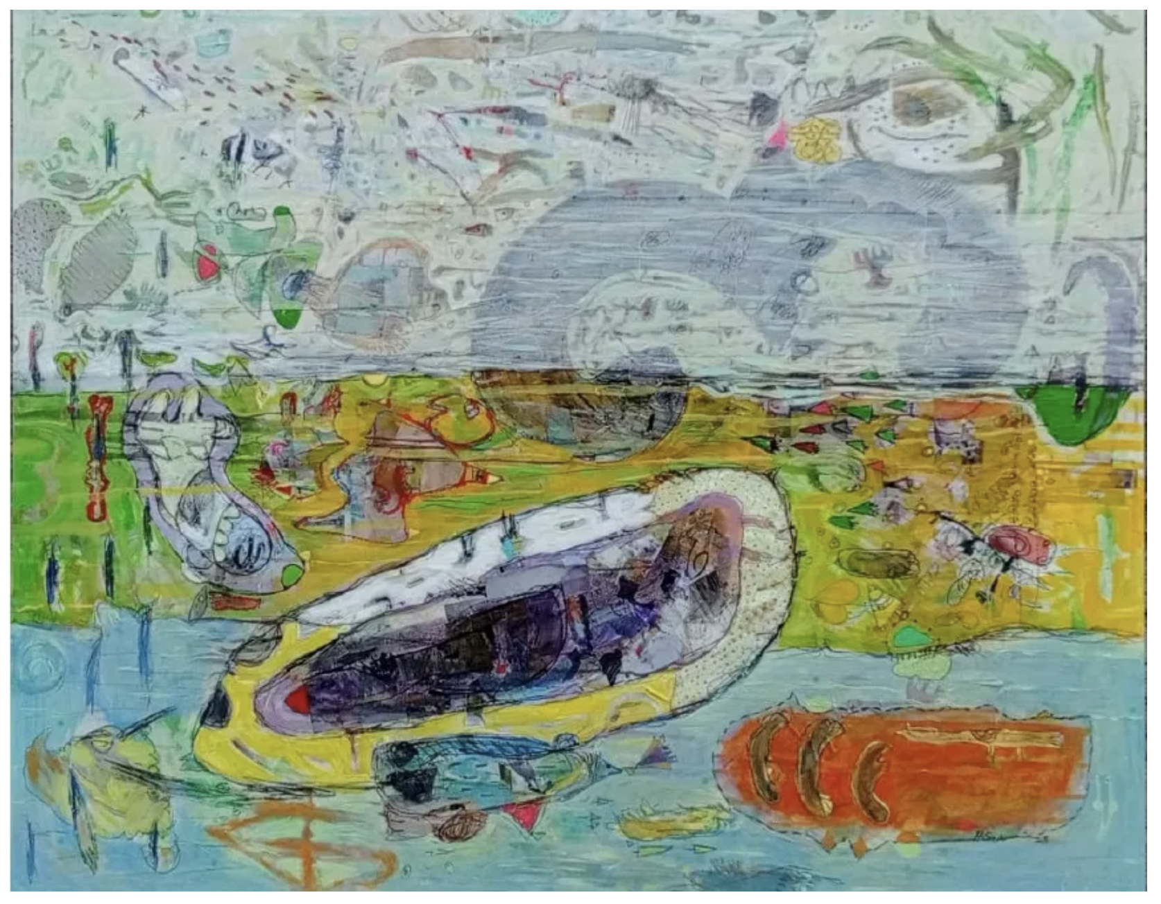 Hussein Salim, The Most Beautiful Drowned Man in the world, 2026, Acrylic on Canvas, 59.05 x 47.24 Inch