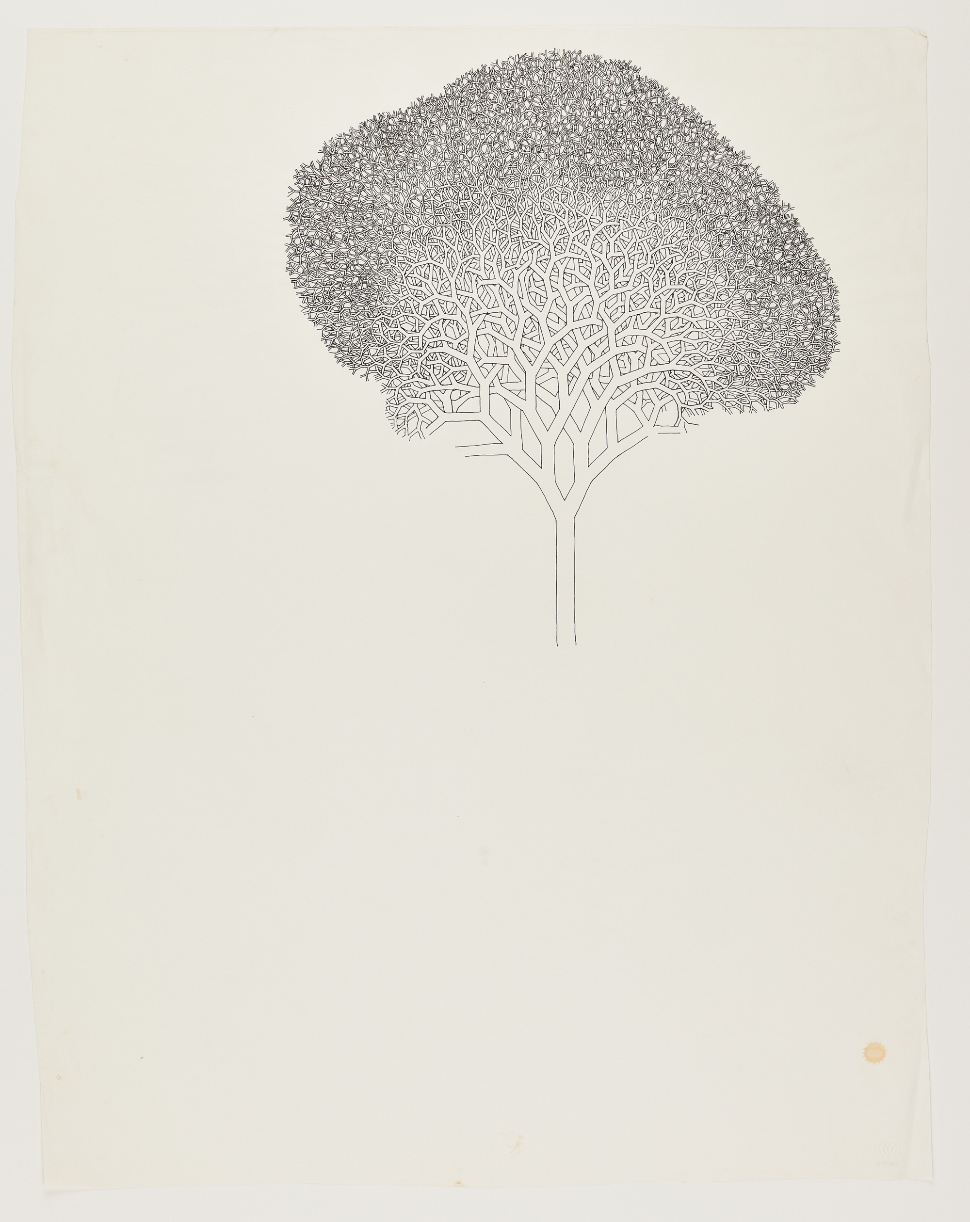 Untitled (Tied-Wire Sculpture Drawing with One Branch), n.d., pen and ink, 32 x 24 1/2 in. Artwork © 2026 Ruth Asawa Lanier, Inc. Courtesy David Zwirner
