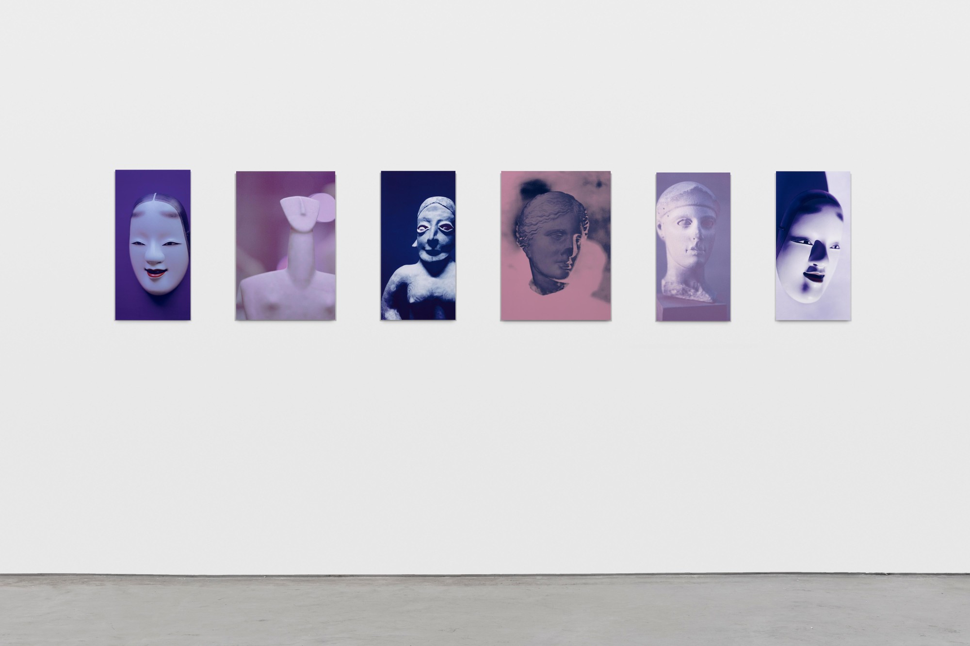 Sara VanDerBeek, <em>Chorus</em>, 2021. Dye sublimation prints mounted on aluminum in 6 parts. Dimensions variable. Courtesy of the artist and Altman Siegel, San Francisco.