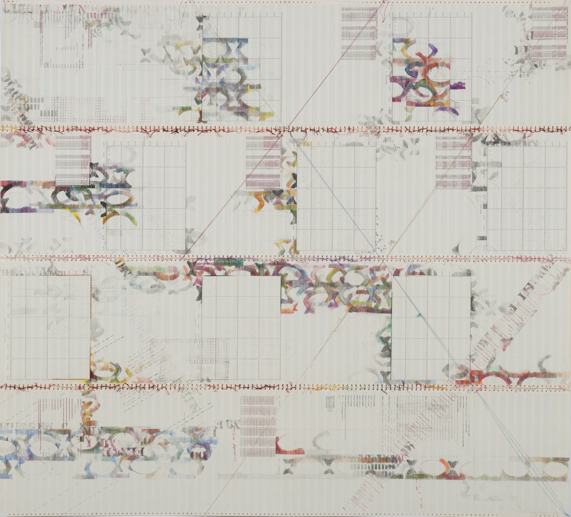 Sonya Rapoport, Christo and Cornell (Yarn Drawing No. 9), 1976. Courtesy Estate of Sonya Rapoport. 