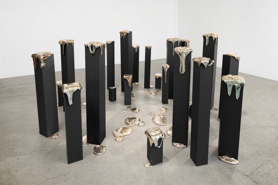 70+ pieces of Avon lead crystal, melted and mirrored (silver nitrate), pedestals  |  Dimensions Variable - approx. 10’ x 10’  |  2018