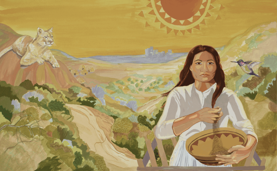 image: Katie Dorame, illustrations for Toypurina, Japchivit Leader, Medicine Woman, Tongva Rebel, 2024
